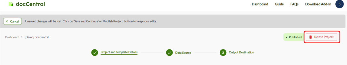 delete a project