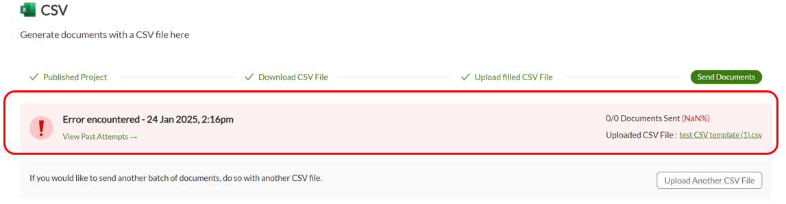 error encountered